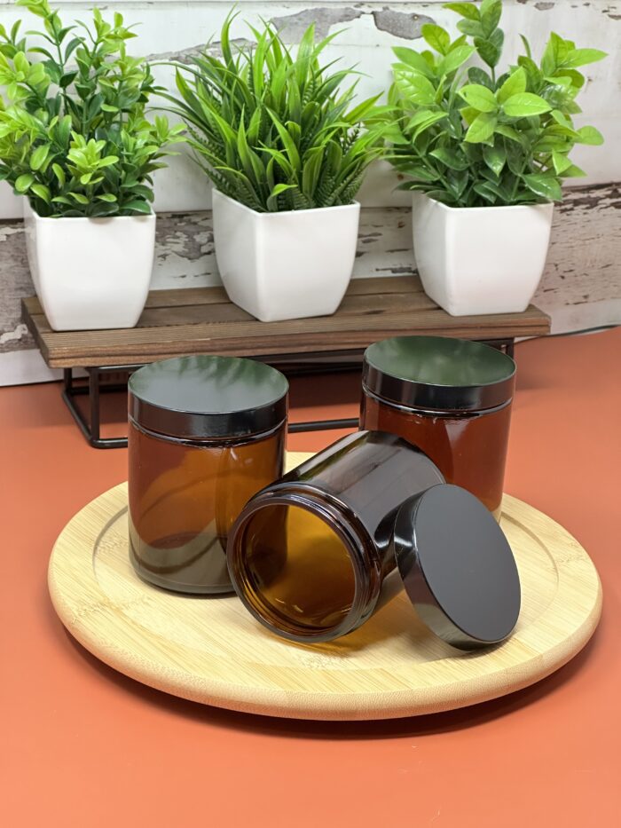 8oz Amber Glass Straight Sided Jars - Image 5