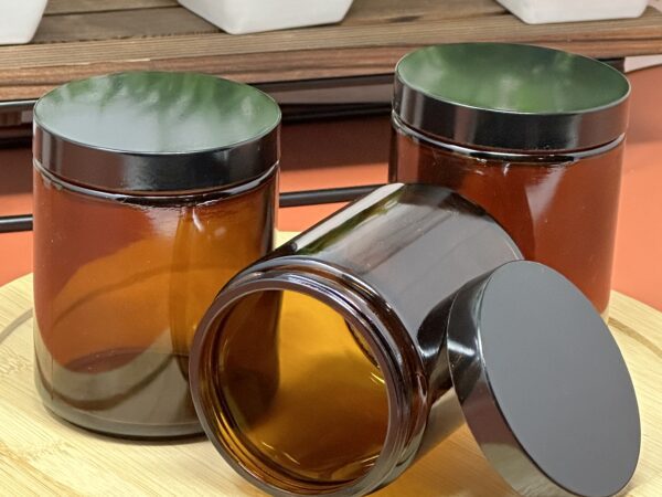 8oz Amber Glass Straight Sided Jars