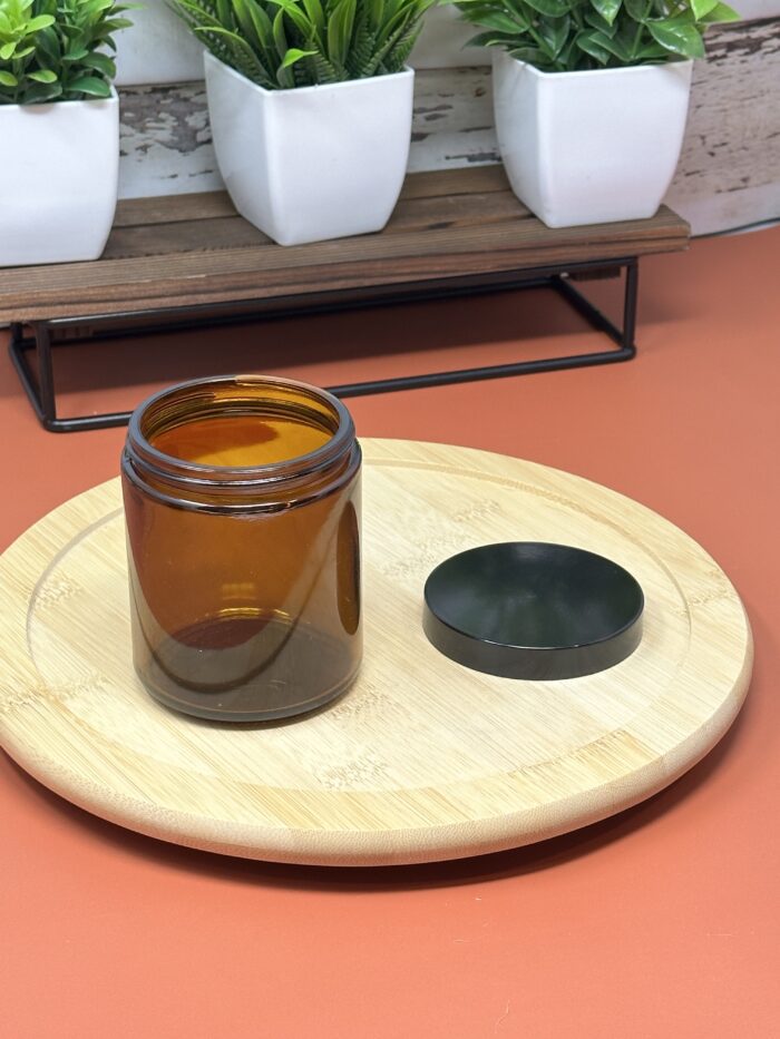 8oz Amber Glass Straight Sided Jars - Image 4